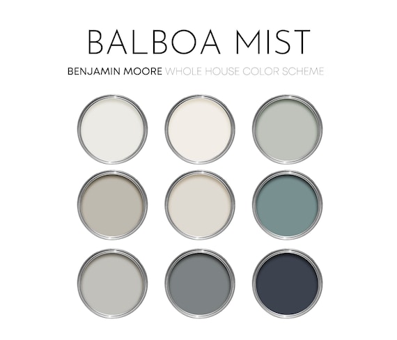 Balboa Mist Benjamin Moore Paint Palette Modern Neutral Interior