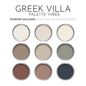 Griechische Villa, Palette Drei - Sherwin Williams Farbpalette, neutrale Innenfarben für Zuhause, erdige Neutrale, rustikale Farben