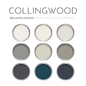 Collingwood Benjamin Moore Paint Palette, Modern Neutral Interior Paint Colors for Home, Moody Paint Colors, Swiss Coffee