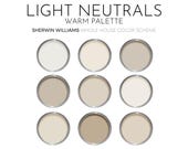 Light Warm Neutrals Sherwin Williams Paint Palette, Modern Neutral Calm Cozy Interior Paint Colors for Home, Color Scheme, Creamy