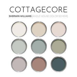 Cottagecore Sherwin Willams Paint Palette - Cozy Neutral Interior Paint Colors for Home, Cottage Color Palette, Hushed Auburn