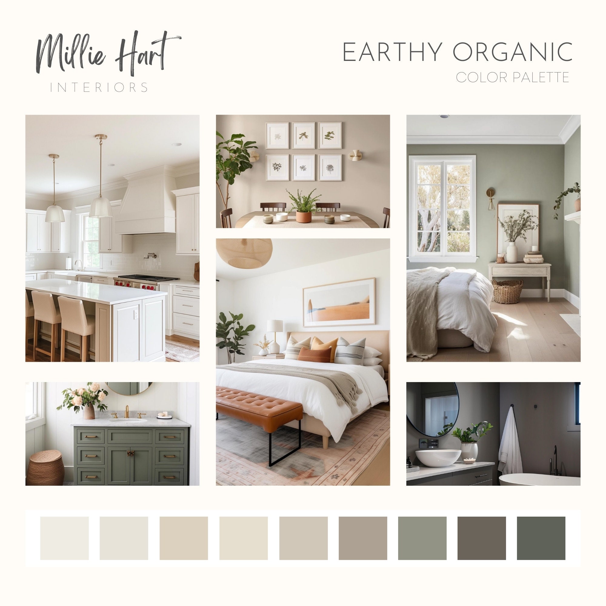 Earthy Organic Benjamin Moore Paint Palette, Modern Neutral Calm Boho ...