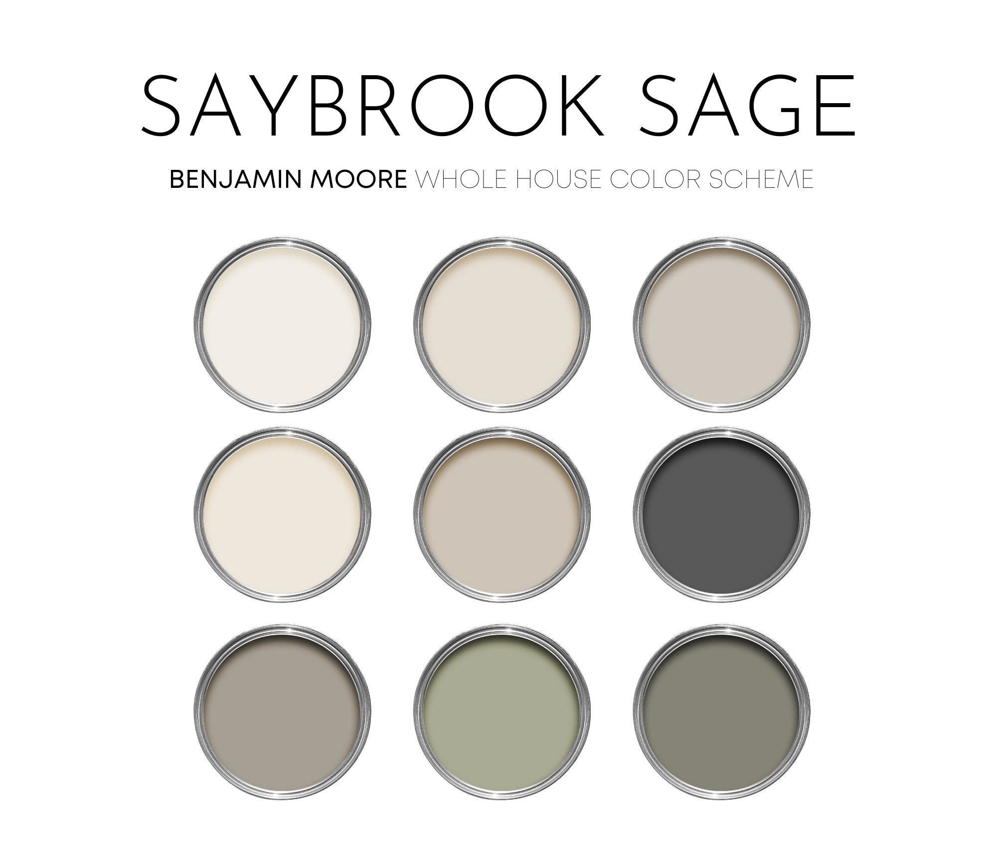 Benjamin Moore Saybrook Sage Paint Palette, Best Selling Neutrals