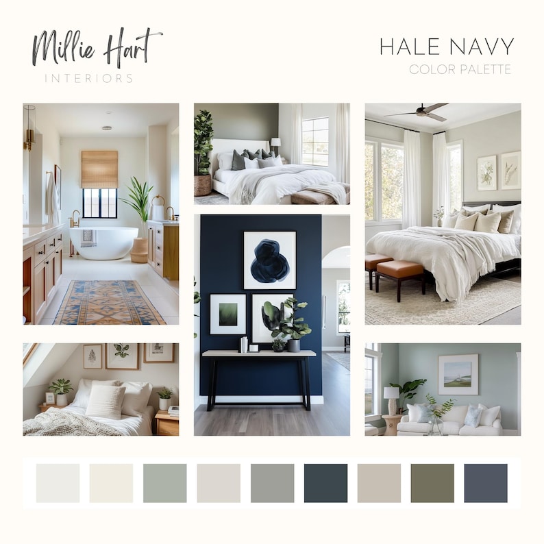 Hale Navy Benjamin Moore Paint Palette, Neutral Lake House Interior ...