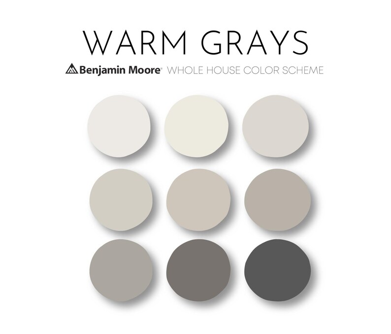 Warm Grays Benjamin Moore Paint Palette Neutral Interior Etsy
