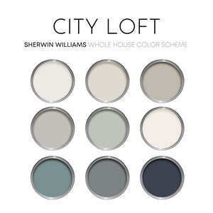 City Loft Sherwin Williams Paint Palette, Modern Neutral Interior Paint Colors for Home, City Loft Compliments, Alabaster