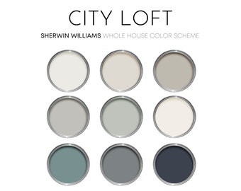 City Loft Sherwin Williams Paint Palette, Modern Neutral Interior Paint Colors for Home, City Loft Compliments, Alabaster