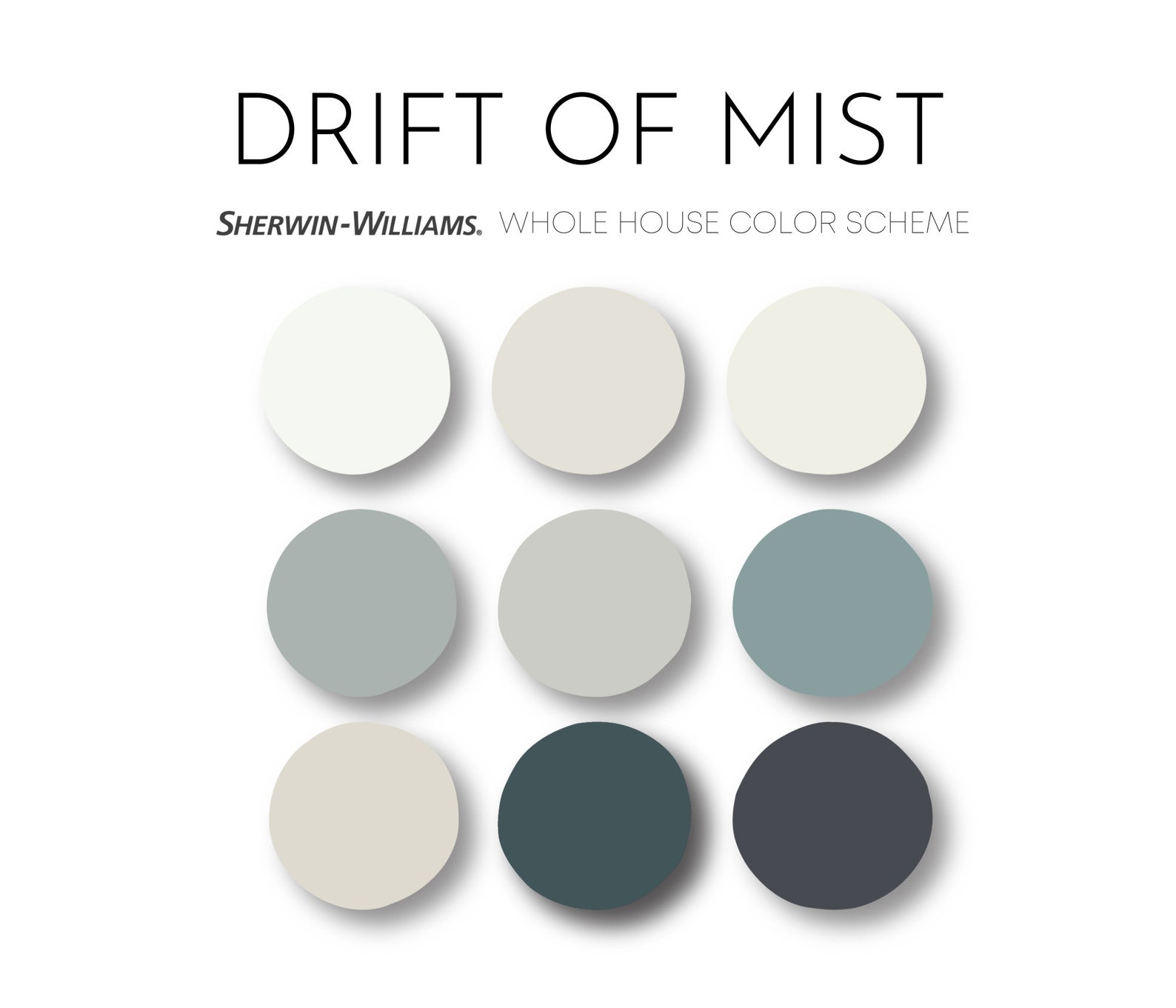 Drift of Mist Sherwin Williams Paint Palette Neutral Interior - Etsy