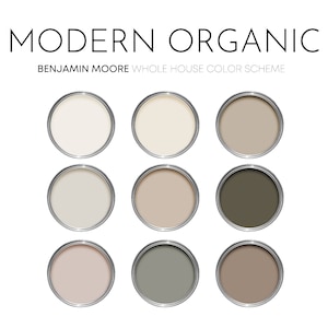 Modern Organic Benjamin Moore Paint Palette, Modern Neutral Calm Boho Interior Paint Colors for Home, Color Scheme, Mohegan Sage