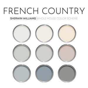 French Country Sherwin Williams Paint Palette, Paint Colors for Home, Cottage Neutrals, Whole House Color Scheme, Sea Salt