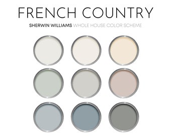 Französischer Landhausstil – Farbpalette von Sherwin Williams, Farbtöne für Zuhause, neutrale Cottage-Töne, Farbkonzept für das ganze Haus, Meersalz