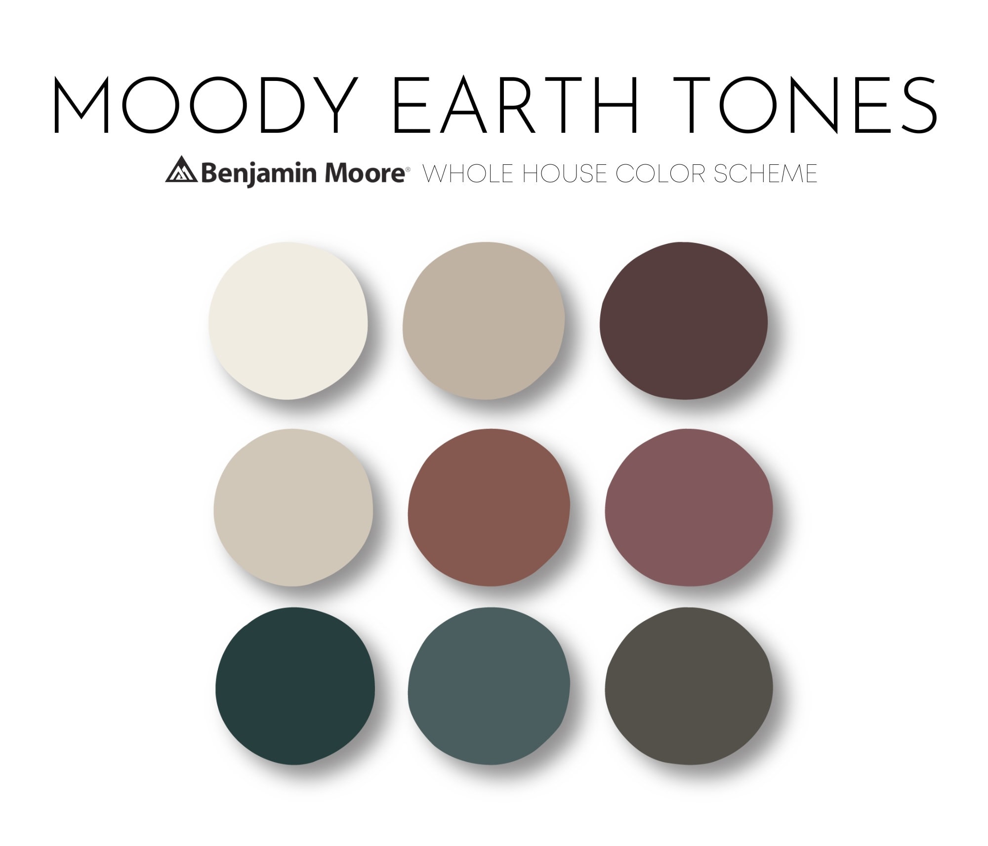 Moody Earth Tones Benjamin Moore Paint Palette Interior Paint Etsy