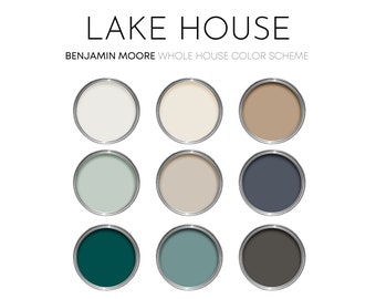 Paleta de pintura Lake House Benjamin Moore: colores de pintura interior neutros y modernos para el hogar, los colores más vendidos, momentos de tranquilidad