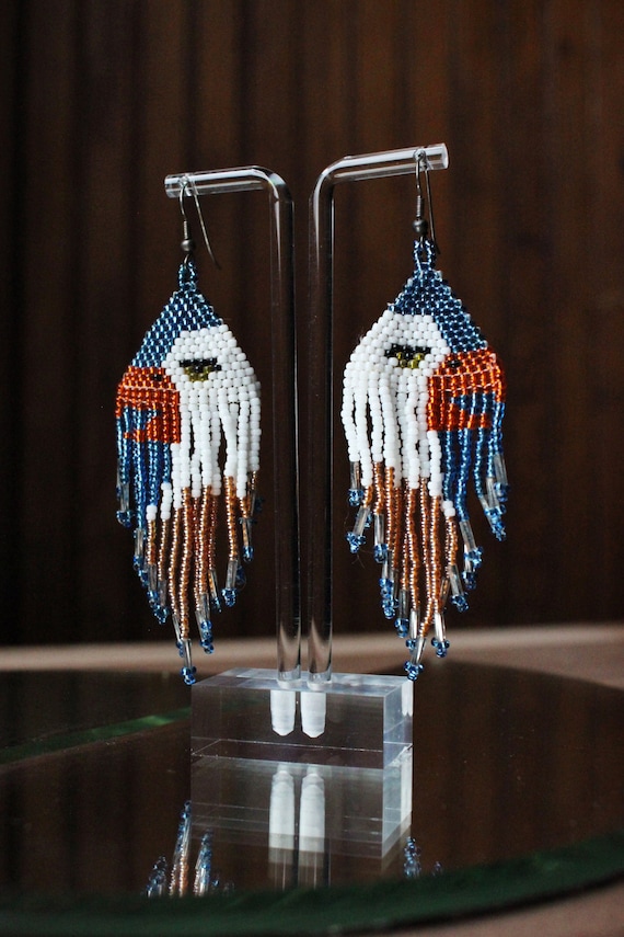 Beaded Acrylic Eagle Earrings Beaded Acrylic Eagle Earrings