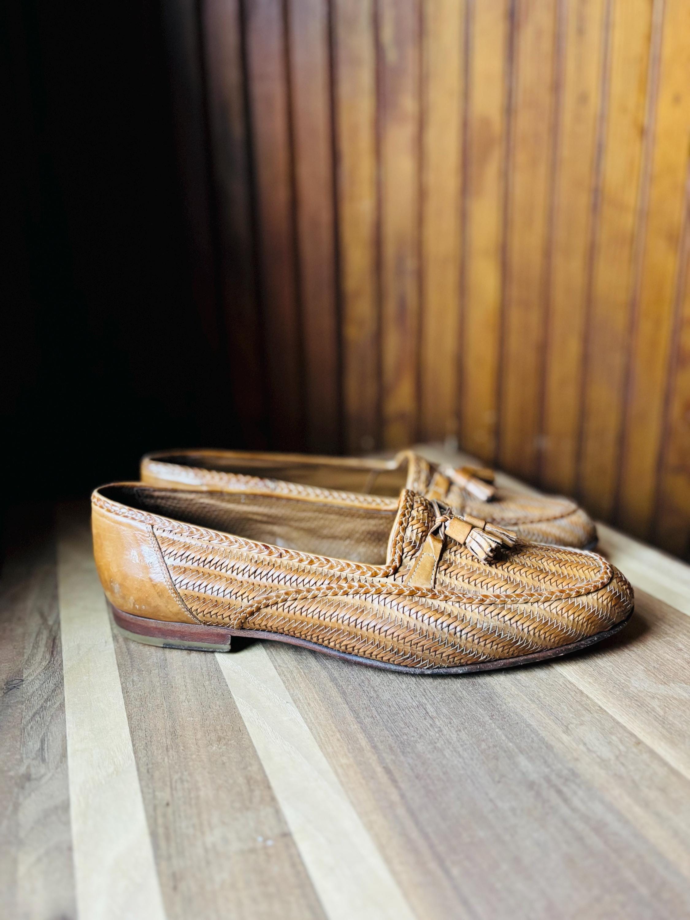 Bass Mens Arnold Dress Shoes 9 Brown Woven Leather Tassels Slip On Loafers Mens Lennox Weejuns® Tassel Loafer main image 4