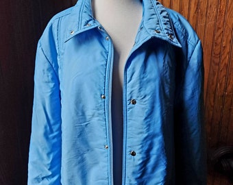 Vintage 70s SKYR Ski Jacket: Sky Blue Winter Parka, Men's Large