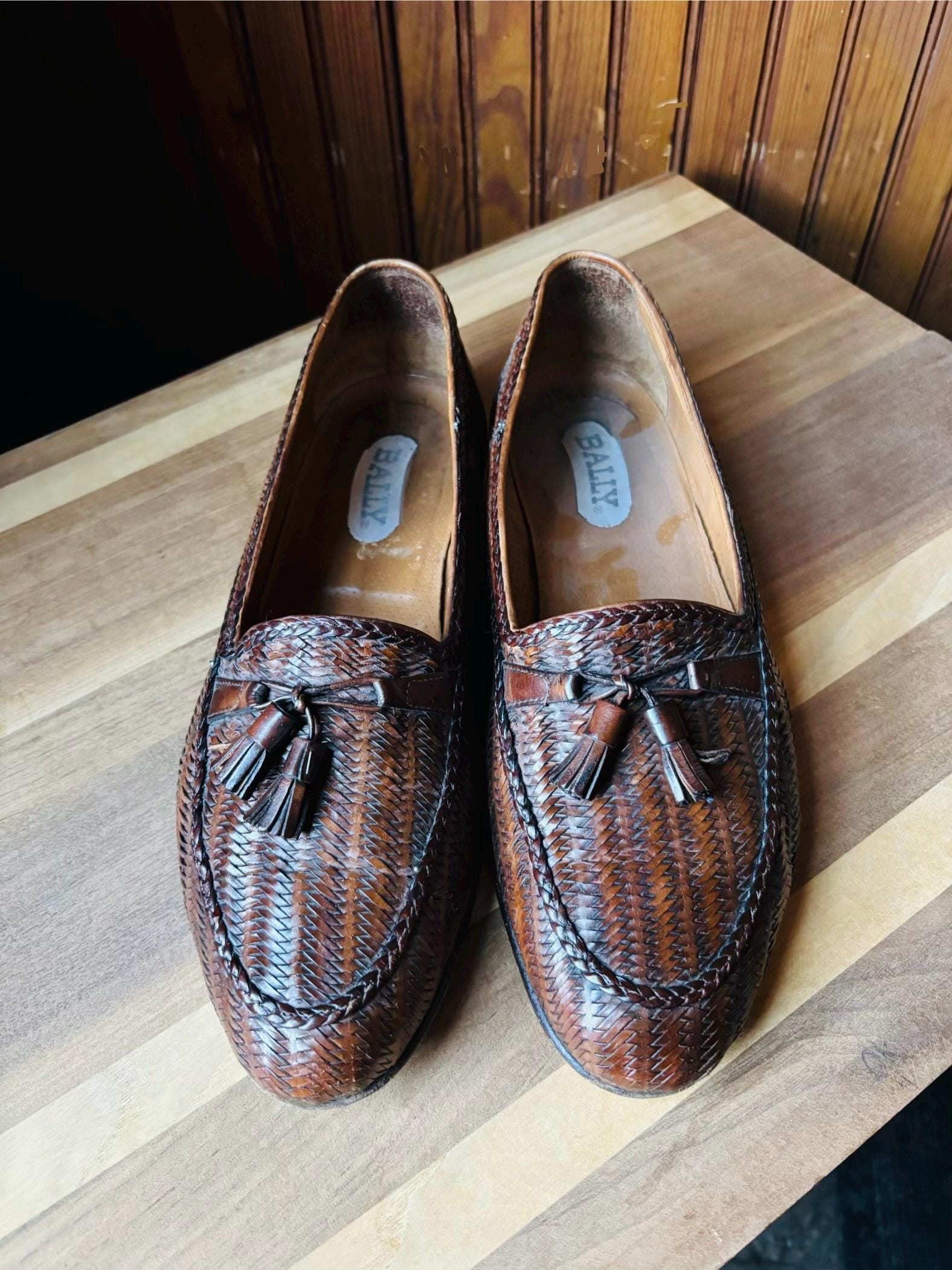 VTG BALLY Men’s Brown Genuine Leather Tassel Loafer Shoes Size 9 Deadstock Vintage Italian Bally Leather Men main image 2