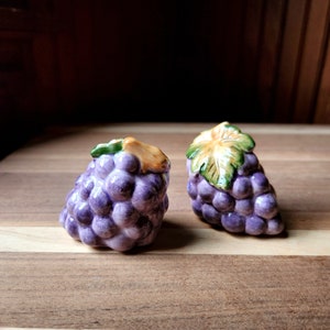 Vintage Purple Grape Vine Ceramic Salt and Pepper Shakers