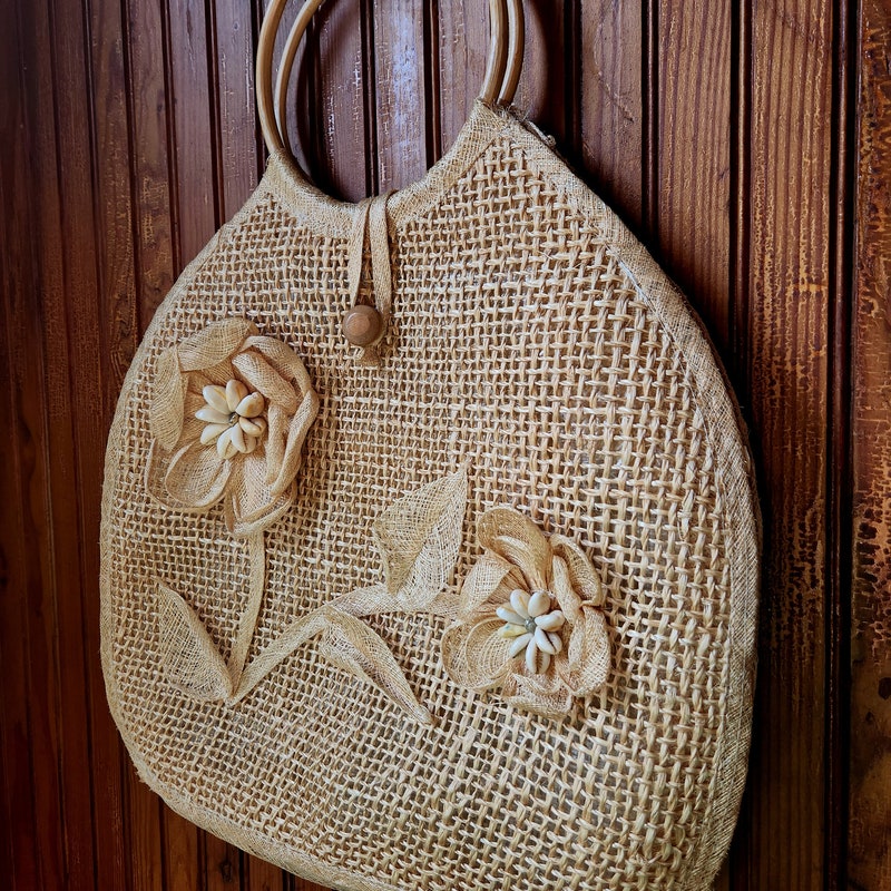 Studded Straw Purse