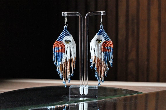Beaded Acrylic Eagle Earrings Beaded Acrylic Eagle Earrings