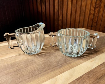 Set of American Clear Open Sugar and Creamer by Fostoria