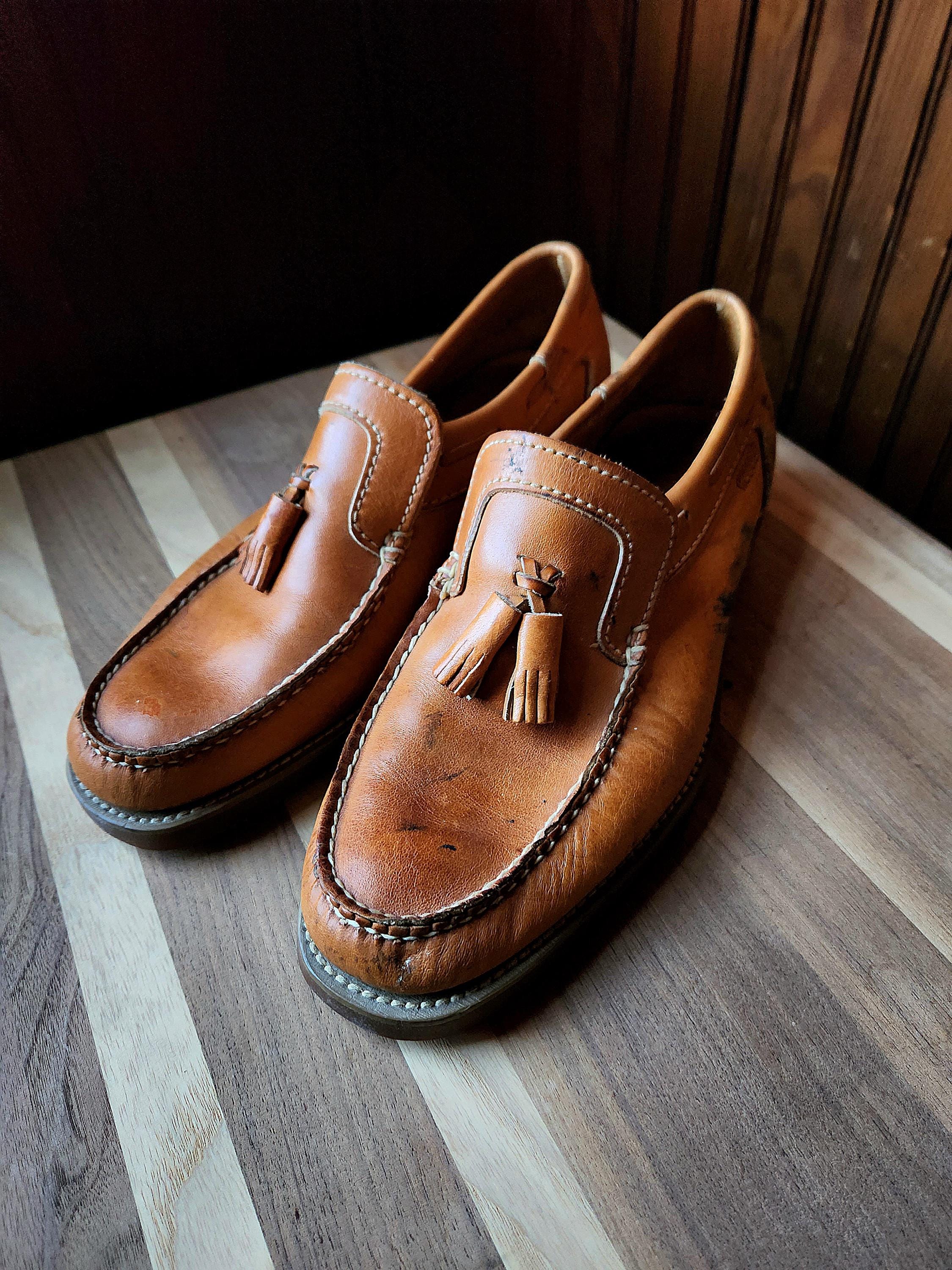 Vintage 70s Leather Tassel Loafers - WEEDS by Florsheim, Men's
