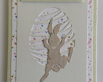 Easter card "Climbing Bunny on Egg 1" handmade