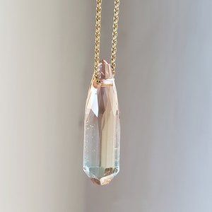 Tourmaline Crystal / Briolette on 18k 20&quot; Cable Chain