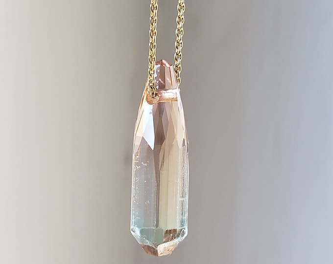 Tourmaline Crystal / Briolette on 18k 20" Cable Chain