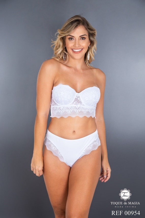 Stunning Bridal White Strapless Bra and Thong Set -  Canada