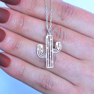 925 Sterling Silver Cactus Necklace, Desert Plant Jewelry, Minimalist Boho Necklace, Southwest Jewelry, Botanical Necklace, Gift for Her