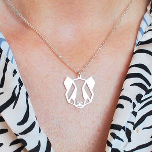 Geometric Panda Necklace, Sterling Silver Panda Pendant for Animal Lovers, Minimalist Animal Jewelry, Cute Bear Jewelry Gift for Her