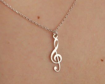 Collier de clé de sol en argent sterling 925K, collier de musique délicat, bijoux de clé de sol minimaliste, cadeau de professeur de musique, bijoux musicaux