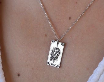 925 Sterling Silver Tarot Card Necklace, Spiritual Tarot Card Jewelry, Dainty Silver Necklace, Everyday Spiritual Necklace