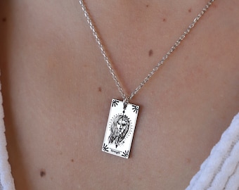 Silver Temperance Tarot Card Necklace, Major Arcana Jewelry, Angel Tarot Necklace, Spiritual Gift for Her, Occult Symbol Necklace