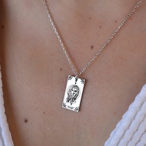 Collier en argent carte de tarot de tempérance, bijoux arcanes majeurs, collier tarot ange, cadeau spirituel pour elle, collier symbole occulte