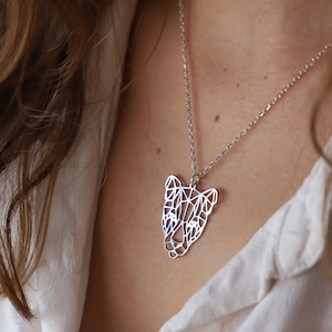 Sterling Silver Origami Puma Head Necklace,  Geometric Design Puma Necklace, Panther Silver Necklace, Animal Necklace, Wildlife Jewelry