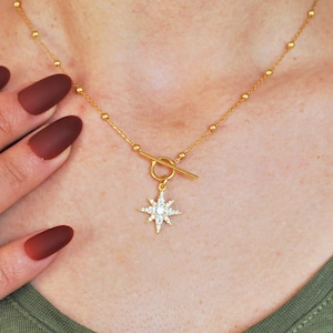 Sterling Silver Pole Star Necklace, Dainty Starburst Pendant, North Star Necklace, Constellation Pendant Necklace, Celestial Jewelry