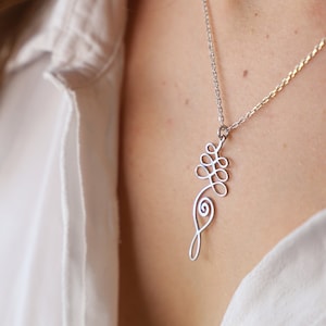 Sterling Silver Unalome Necklace, Dainty Silver Necklace, Buddhist Symbol Pendant, Spiritual Symbol Necklace, Silver Symbolic Jewelry