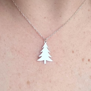 Silver Pine Tree Necklace, Woodland Jewelry, Nature Inspired Necklace, Pine Tree Jewelry, Outdoors  Lover Gift, Evergreen Tree Necklace