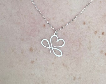 Line Art Necklace, Infinity and Heart Necklace, Handmade Cute Necklace, Gift for Anniversary, Infinity Jewelry, Heart Charm Necklace