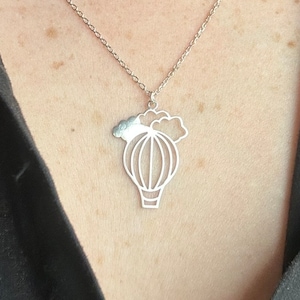 Hot Air Balloon Necklace, Summer Necklace, Travel Necklace, Hot Air Balloon Jewelry, Sky Necklace, Traveler Gift, Air Balloon Charm Pendant