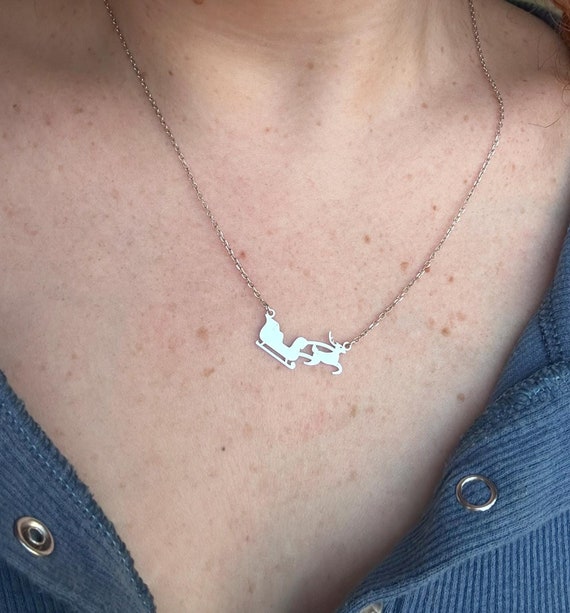 Collier De Noël Pour Femmes Doré Bijoux De Fêtes Avec Pendentif Renne