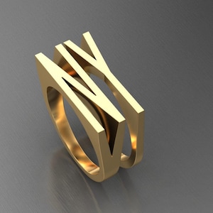 Anillo inicial personalizado fino, anillos con letras de plata, joyas con iniciales, anillo personalizado con nombre, anillo con letras escritas, regalo para novia