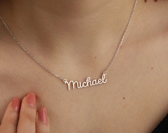 Customized Delicate Name Necklace, Unique Name Necklace, Dainty Name Plate Necklace, Silver Name Necklace, Minimalist Necklace