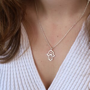925 Sterling Silver Hand of Fatima Necklace, Hamsa Pendant Necklace, Dainty Hamsa Necklace, Gold Filled Necklace, Faith Necklace