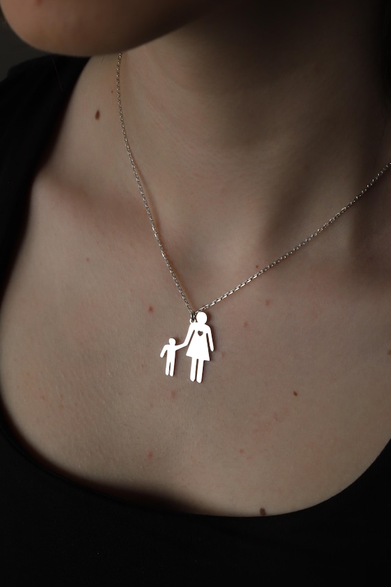 Mom and Daughter Cute Necklace, New Mom Jewelry Gift, Mother and