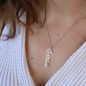 925 Sterling Silver Lotus Flower Name Necklace, Dainty Floral Necklace, Custom Name Necklace, Personalized Jewelry