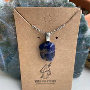 Sodalite Necklace Pendant - minimalistic crystal jewelry - handmade crystal jewelry