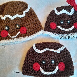 Finished or Made to Order Infant & Toddler Gingerbread Boy or Girl Christmas Hat Hand Crocheted With Optional Bow and/or Ruffle